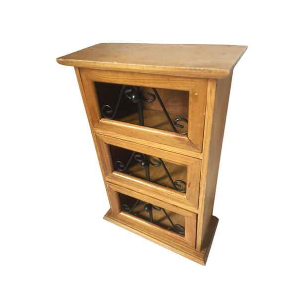 Vintage 3 Drawer Box with Metal Scroll Fronts Stand Alone or Wall Hanger - Picture 2 of 8